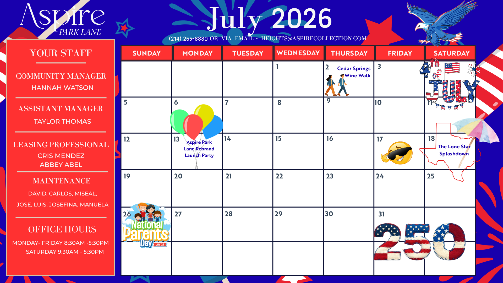 a July events calendar