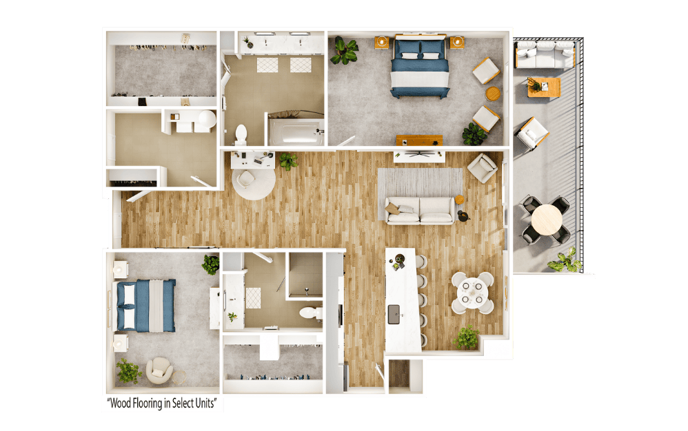 Flats FB5 - 2 bedroom floorplan layout with 2 bathrooms and 1683 square feet