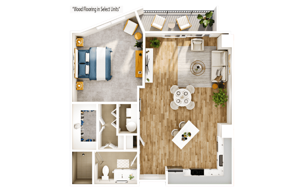 Flats FA10 - 1 bedroom floorplan layout with 1 bathroom and 932 square feet