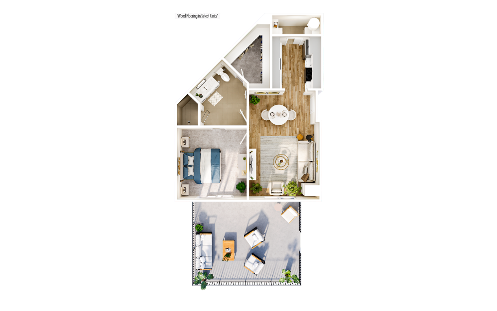 Flats FA2 - 1 bedroom floorplan layout with 1 bathroom and 716 square feet