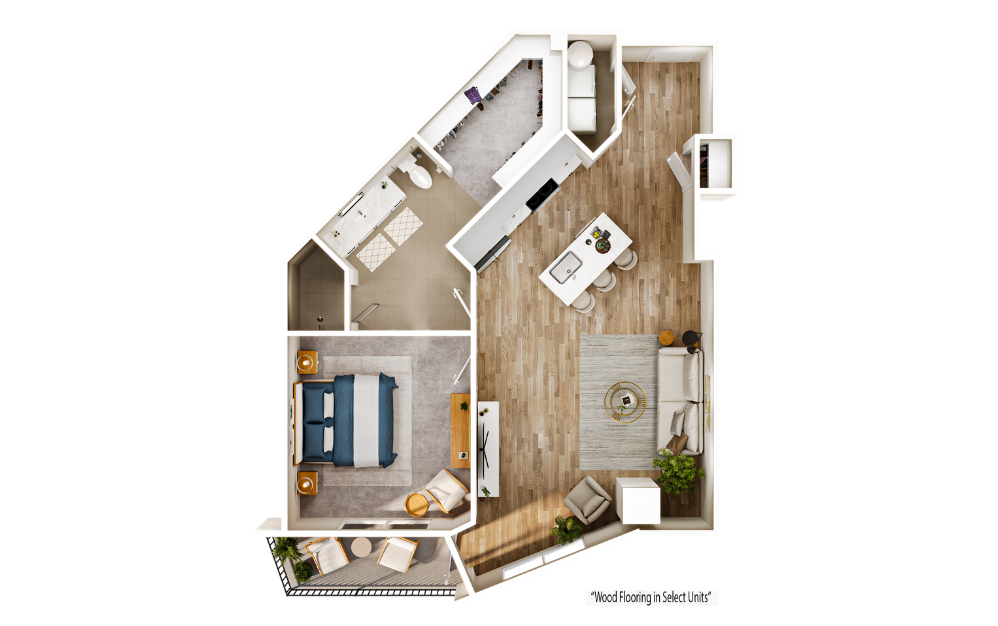 Flats FA5 - 1 bedroom floorplan layout with 1 bathroom and 842 square feet