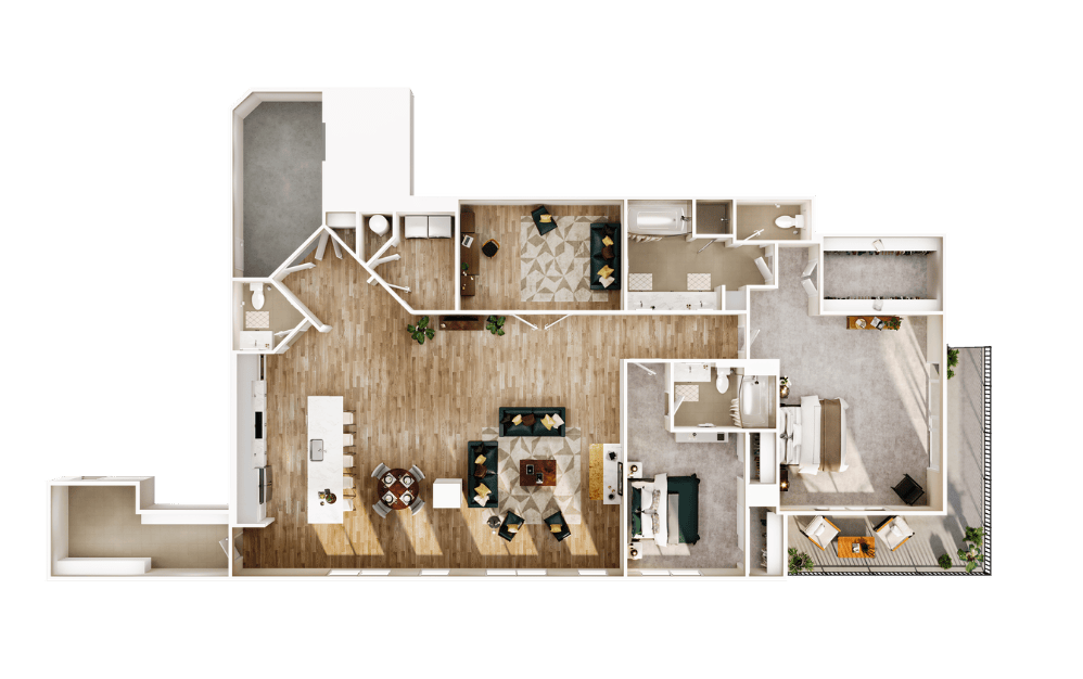 Towers TB6 - 2 bedroom floorplan layout with 2.5 bathrooms and 2447 square feet