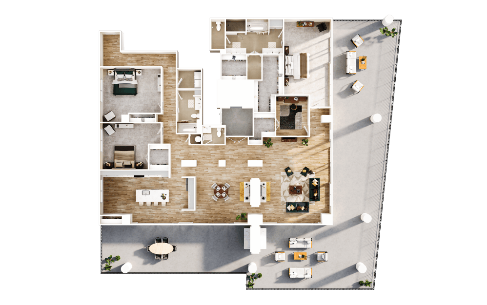 Towers TP2 - 3 bedroom floorplan layout with 2.5 bathrooms and 3819 square feet